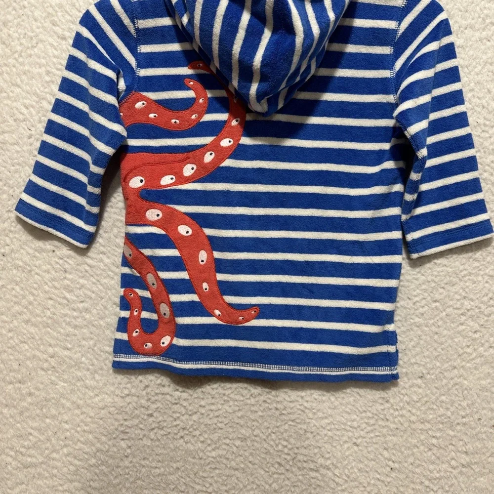 Mini Boden Appliqué Towelling Size 2-3YRS Throw-on Cabana Blue/Ivory Octopus NWT